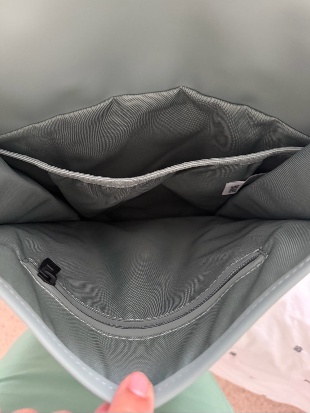 Rains Unisex Minimalist Sage Green Backpack with Black Strap - Picture 7 of 7